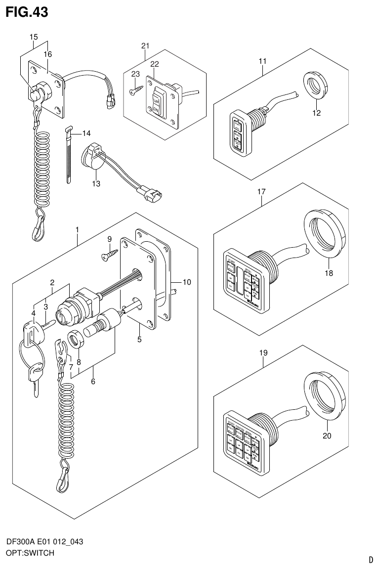 Suzuki DF300AP OPT:SWITCH parts diagram